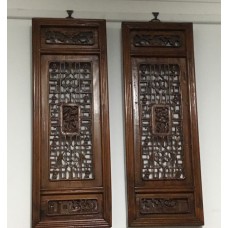 10007 . pair wooden caved wall hanging
