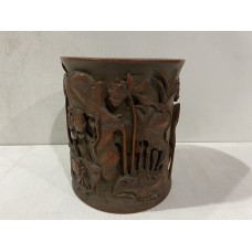 17014 . bamboo carved brush pot 