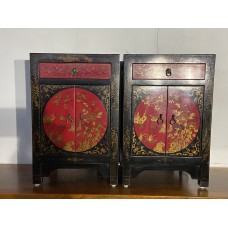 03022   Black and red bedside table   ***SOLD***