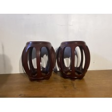 07023   Antique rosewood drum stool
