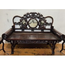 07029   Antique rosewood with marble inlay 3 set arm chair.  ####SOLD ###