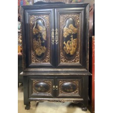 04021  Antique black &gold cabinet