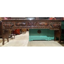 02047   Antique Red carved side table    ***SOLD***