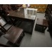 13004  chinese rosewood square tea table with 4 chairs   ###SOLD###